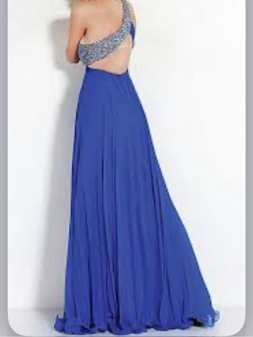 Jovani Cobalt Blue One-Shoulder Maxi Prom Pageant Gown